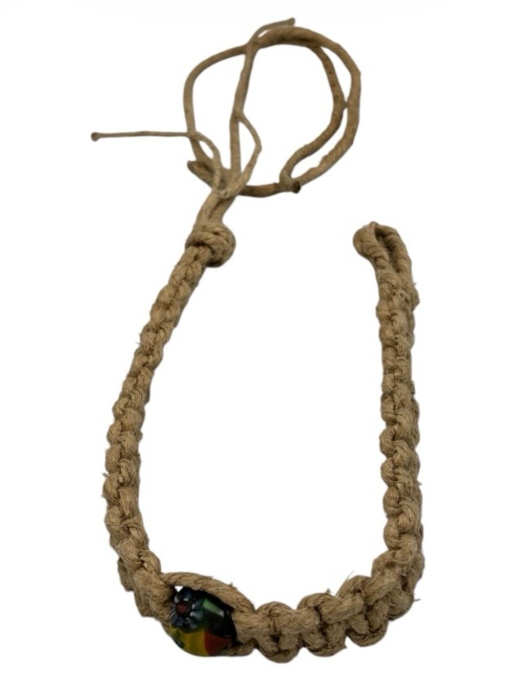 15.5” Handmade Thick Hemp 6.5” Adjustable Necklace W/ Pendant